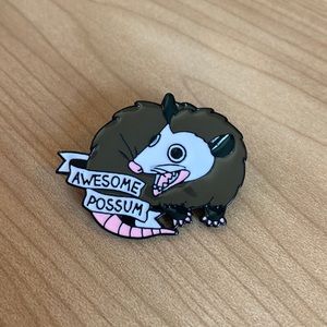 Awesome Possum funny cute screaming enamel pin